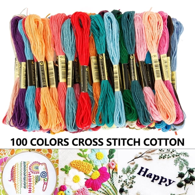 JUNWELL 100 Colors Embroidery Floss Multi-colors for Bracelets Embroidery Crafts Set Cross Floss Cross Stitch Thread Embroidery Crafts Leisure Threads Sewing Threads Crochet For Children