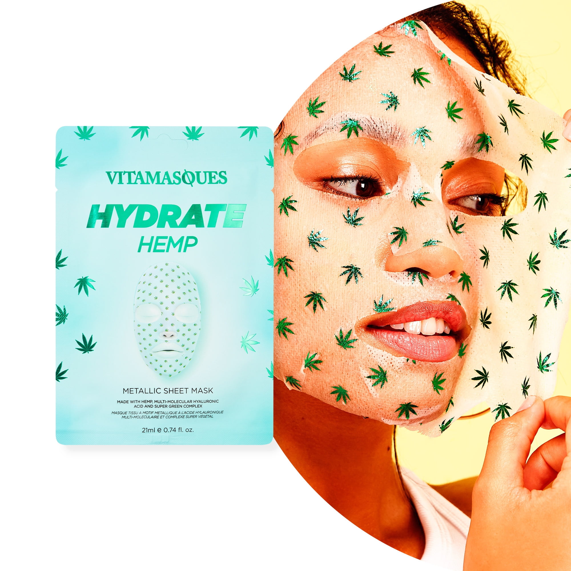 Vitamasques Hemp Metallic Mask, Hydrate, One Sheet Mask