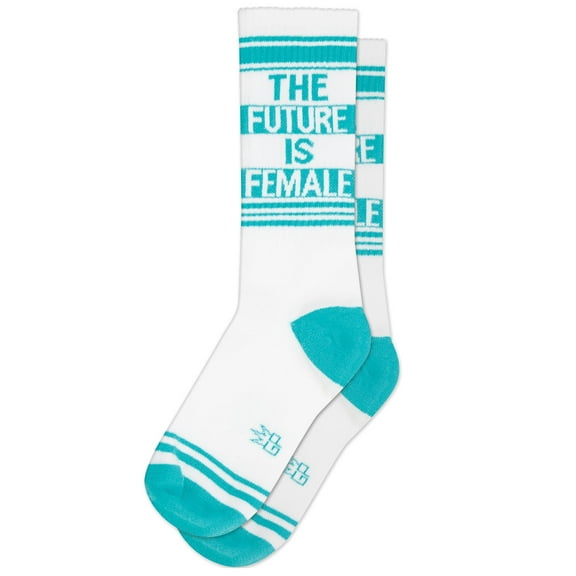 Gumball Poodle The Future Is Female Multicolor Novelty Ribbed Gym Crew Socks, Regular