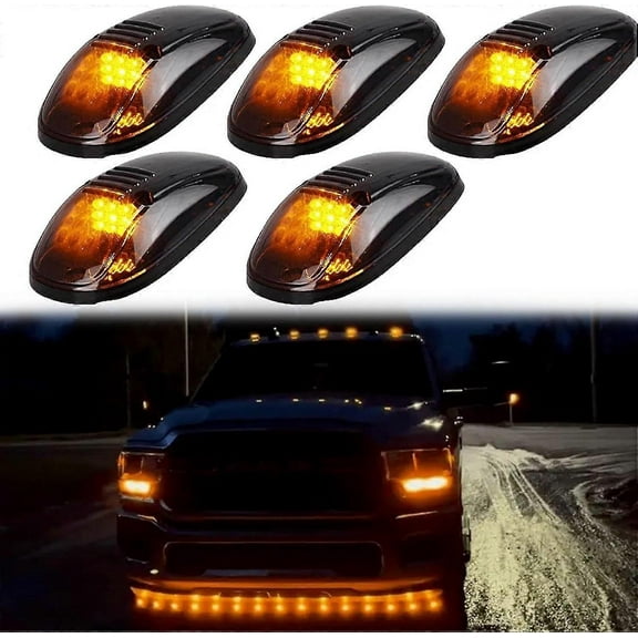 Solar Powered Cab Lights For Truck,5Pcs Wireless Solar-Powered Truck Cab Led Lights Amber,LED Cab Lights for Trucks