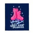 thumbnail image 2 of Cozy Soft Flannel Blanket - Durable Warm Throw for Sofa Travel & Bed - Charming Pink Ice Skates on Dark Blue Starry Background, 2 of 5