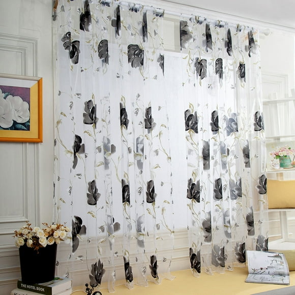 1 PCS Vines Leaves Door Window Curtain Drape Panel Sheer Scarf Valances