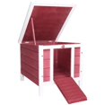 thumbnail image 2 of Small Wooden Rabbit Hutch for Outdoor Use, Red Pet Cage with Openable Waterproof Roof for Guinea Pigs, Ducks, and Small Dogs, 2 of 8