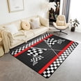 thumbnail image 3 of Race Car Rug 5x6.5' Black White Checkered Non-Slip Washable Indoor Outdoor Carpe, 3 of 7