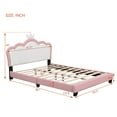 thumbnail image 6 of Aukfa Upholstered Platform Bed with Princess Crown Headboard, PU Full Size Bed Frame - White/Pink, 6 of 8