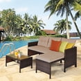 thumbnail image 3 of Gymax 3PC Rattan Furniture Sofa Lounge Chaise Set Outdoor Patio Garden, 3 of 10