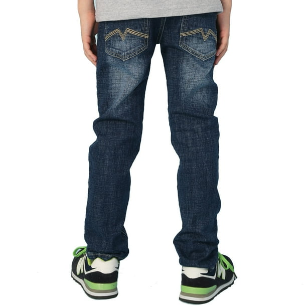 Leo&Lily Leo&Lily Big boys' Kids' Husky Rib Waist Stretch Denim Jeans