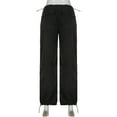 thumbnail image 7 of Women Low Waist Cargo Pants Drawstring Wide Leg Baggy Trousers Casual Loose Pockets Vibe Pants Y2k Streetwear, 7 of 7