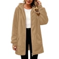 thumbnail image 6 of APEXFWDT Women Hooded Fuzzy Sherpa Coat Full Zip Teddy Fleece Jacket with Pockets Loose Fit Casual Outercoat, 6 of 8