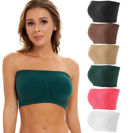 

Spdoo 6 Pieces Women s Bandeau Bra Strapless Bralette Seamless Bandeau Non-Padded Stretch Top Bra
