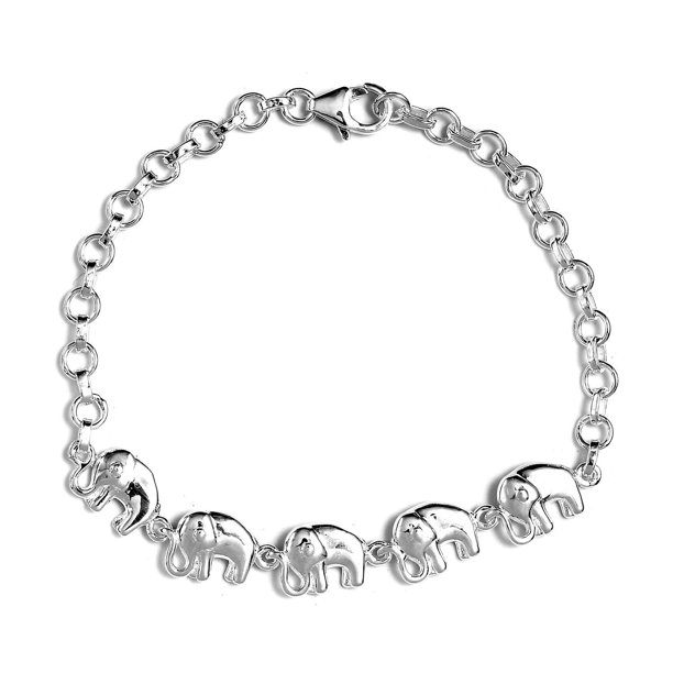Shop LC Shop LC 925 Sterling Silver Linked Elephants Elegant Bracelet 7.25 inch