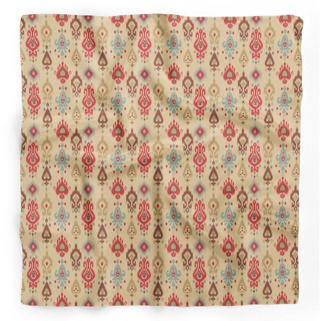 Bimba Beige Damask Ikat Pure Silk Printed Head Bandanas Summer Neck Wrap Scarf 40 x 80 Inches