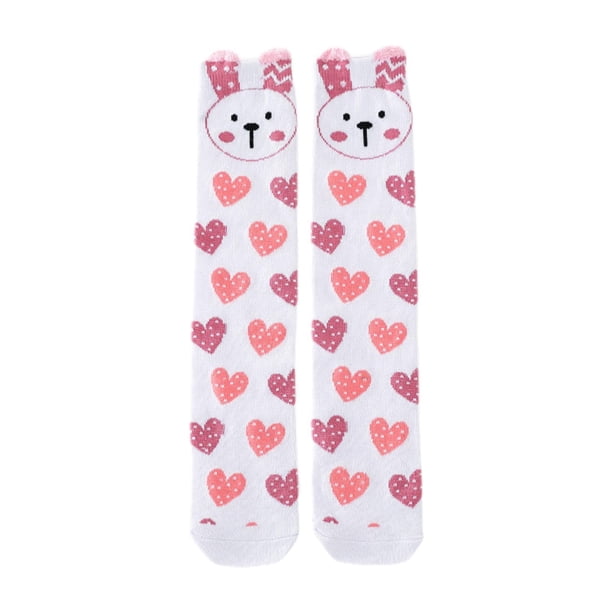 Calcetines hasta la para niñas de 3 a 15 años, calcetines novedosos, calcetines largos y cómodos para botas Conejo