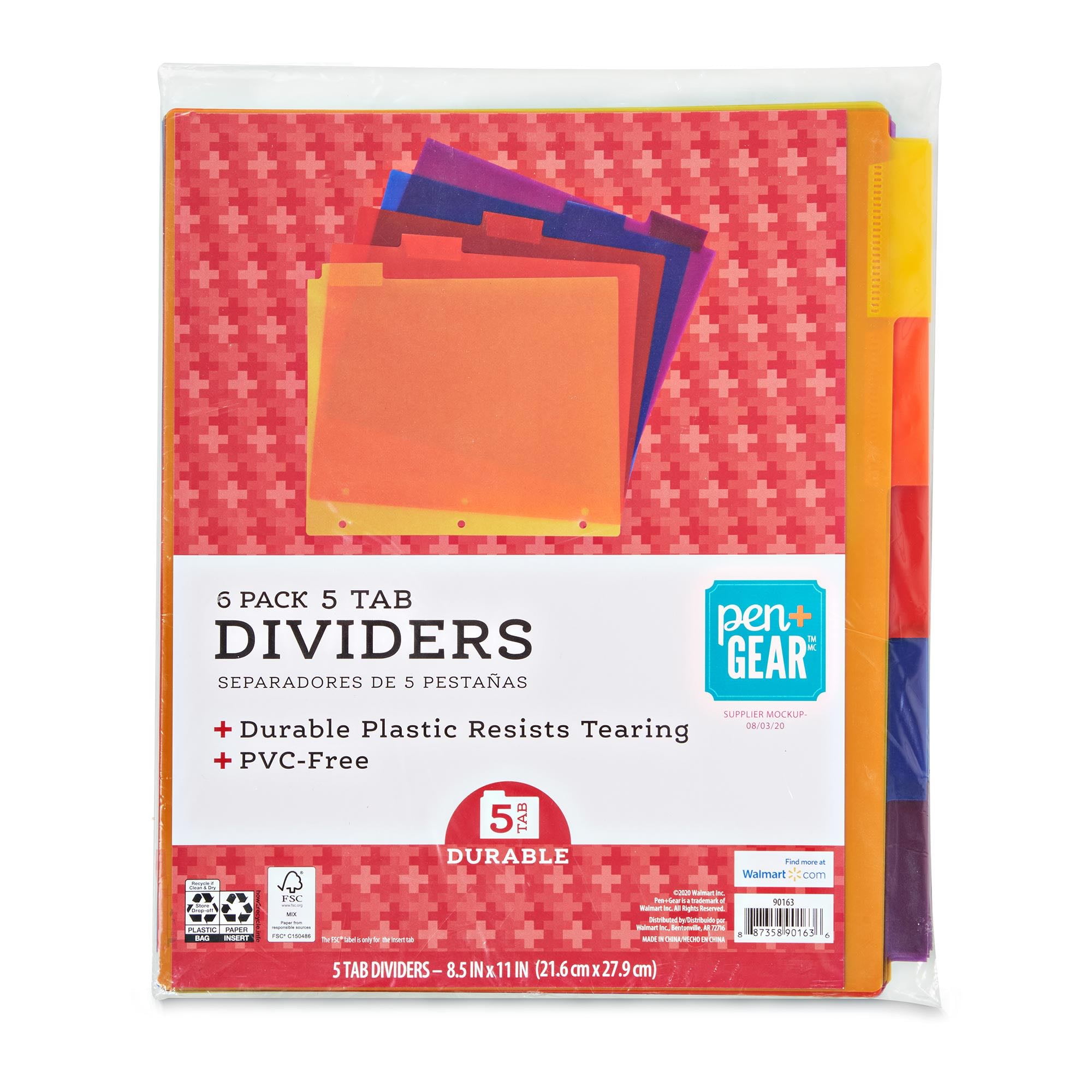 Plastic Tab Dividers W/Labels 11"x8-1/2" 8-Tab Multicolour 