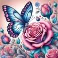 thumbnail image 2 of Hilo Algodón Ecológico Bordado Punto Cruz Con Mariposa Y Rosa 11CT 45x45cm, 2 of 8