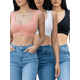thumbnail image 1 of Pack de 3 Tops De Mujer Deportivos Y Casuales Unitalla Acanalado Con Espalda Descubierta, 1 of 5