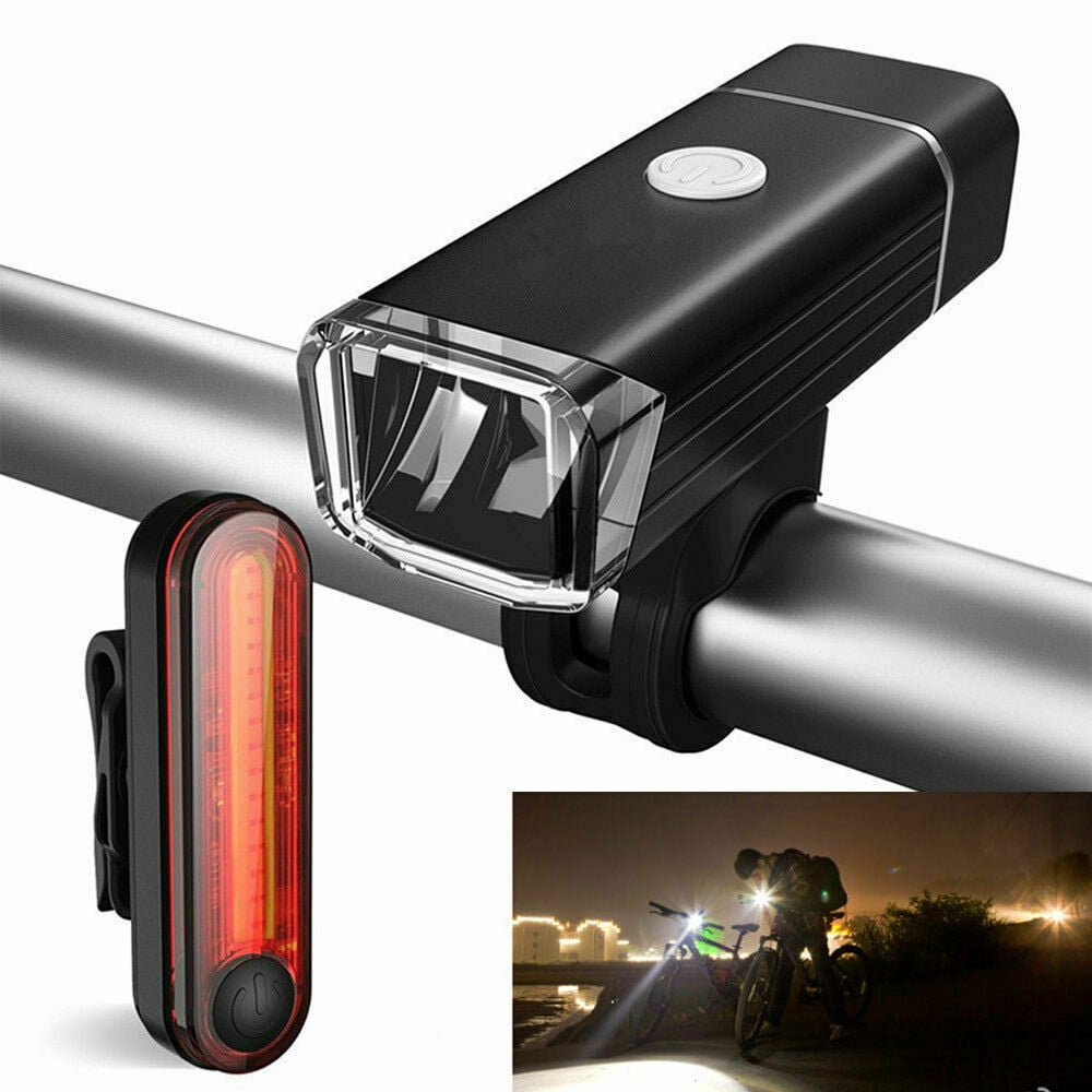 Bicycle Cycling USB Rechargeable LED Head Front Light Rear Tail Lamp MTB Bike HH 