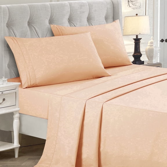 Premium Hotel Style Sheet Set with Rich and Soft Hand (Peach, Queen)