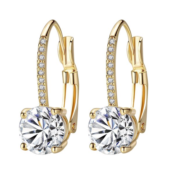 Amigo Coreano Zircon Moda Pendientes de cuatro con incrustaciones de cobre Regalos Temperamento gancho con incrustaciones de oro ronda de la oreja Micro para las mujeres Pendientes
