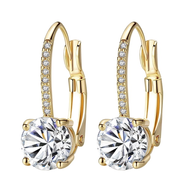 Amigo Coreano Zircon Moda Pendientes de cuatro con incrustaciones de cobre Regalos Temperamento gancho con incrustaciones de oro ronda de la oreja Micro para las mujeres Pendientes