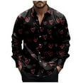 thumbnail image 2 of Jinhomg Valentines Shirts for Men Relaxed Fit Long Sleeve Button Down Shirts Casual Comfy Lapel Collar Vacation Dating Heart Print Tops Sales Today Clearance Black M, 2 of 5
