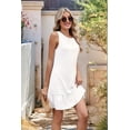 thumbnail image 5 of Summer Sleeveless Mini Dresses for Women Crewneck Tiered Ruffle Dress Tie Backless Short Dress Flowy A Line Dress White M, 5 of 9
