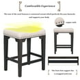thumbnail image 6 of Retro Wood 3-Piece Counter Height Dining Set, Including 2 Stools, 1 Kitchen Table, Foldable Table with 2 Saddle Stools, Wood Table with 2 Upholstered Stools for Small Places, 6 of 9