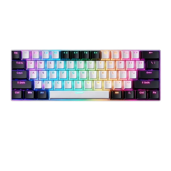 GAMINJA 60% Gaming Keyboard, 61 Keys Hot Swappable Mechanical Keyboard with 17 RGB Backlight Modes, 21 Keys Anti-Ghosting Compact Mini Keyboard for Windows Mac PC Gamers(Black&White)