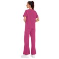 thumbnail image 6 of cimmuovere 2pcs Solid Color V-Neck Short Sleeve Top And Slit Pants Lab Coat Nurse Uniform Scrub Set Service Uniform Scrub Set For Pet Clinics, Private Care And Hospital, With Pockets, 6 of 6
