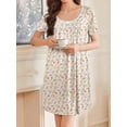 thumbnail image 2 of Avidlove Nightgowns for Women Pleated Sleep Shirts Lace Trim Neck Sleep Dress Short Sleeve Night Shirts, 2 of 7