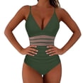 thumbnail image 5 of MGDXOX Women's Tummy Control Push Up Padded Swimsuits Mesh One Piece Bathing Suits Slimming V Neck Swimwear Army Green XXL, 5 of 9