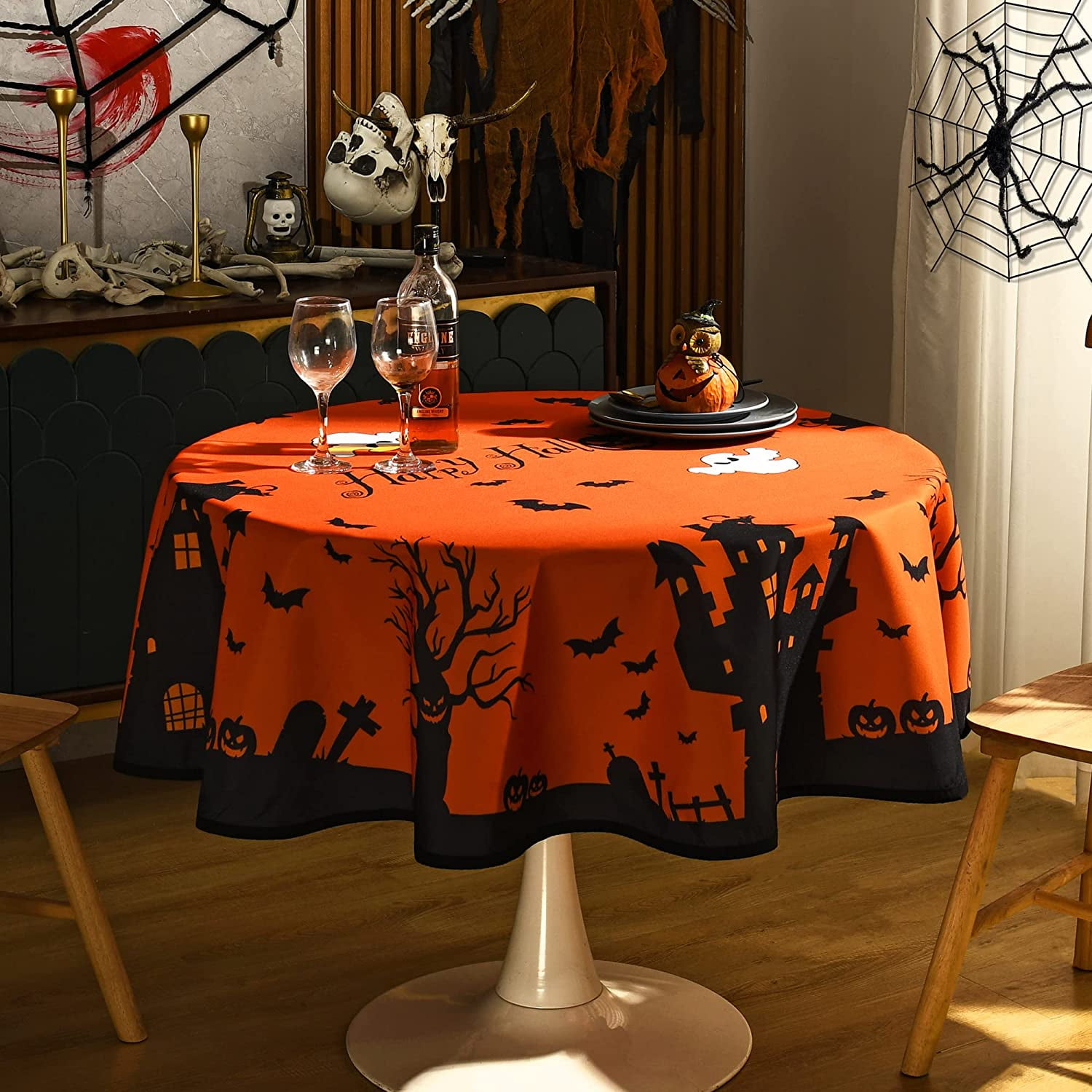 Rectangle Halloween Tablecloth Waterproof, Wrinkle Resistant and