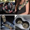 thumbnail image 3 of Yuyamidu Pink Hibiscus Car Seat Covers Set of 15 Palm Leaves Car Carpet Mats Steering Wheel Cover Safe Belt Pads Handbrake Cover Set Coasters Fit for SUV Van Sedan, 3 of 6