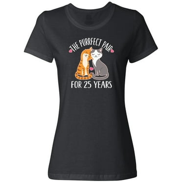 Inktastic 25th Anniversary Gift Cat Couples Women's T-Shirt