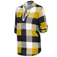 thumbnail image 4 of Women's T-Shirts Casual Long Sleeve Plaid Shirt Slim Jacke Summer Tops for Women Gold XXL, 4 of 6