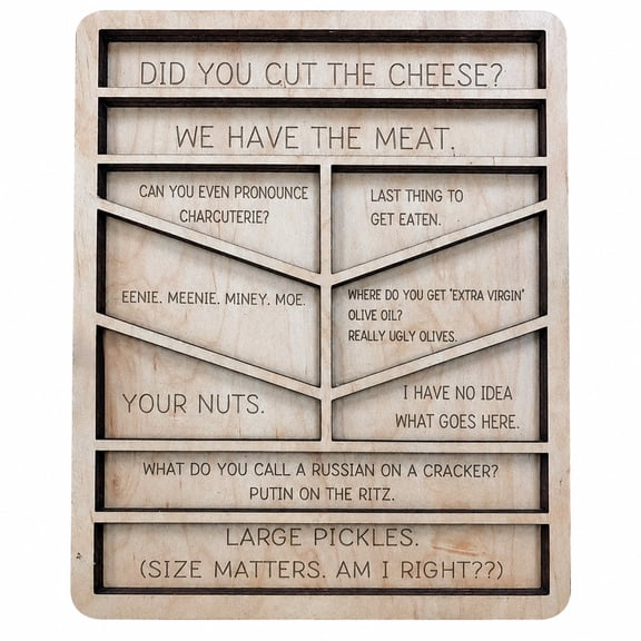 Funny Charcuterie Board with Compartments, Wooden Cheese Board and Serving Tray, Personalized Charcuterie Accessories for Housewarming and Holiday Gifting