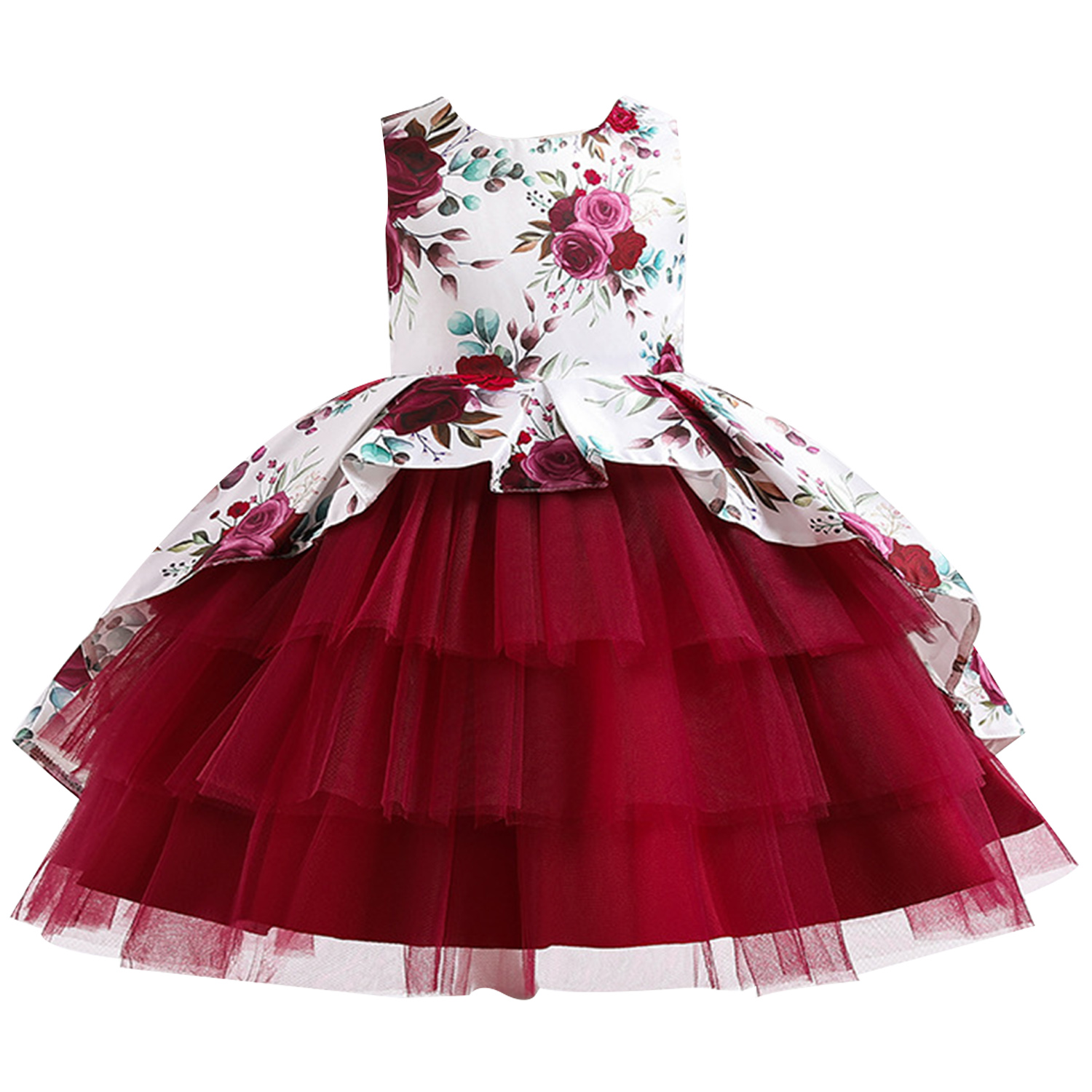 Phenas Girls Flowers Princess Dress Lace Tulle Wedding Birthday Party