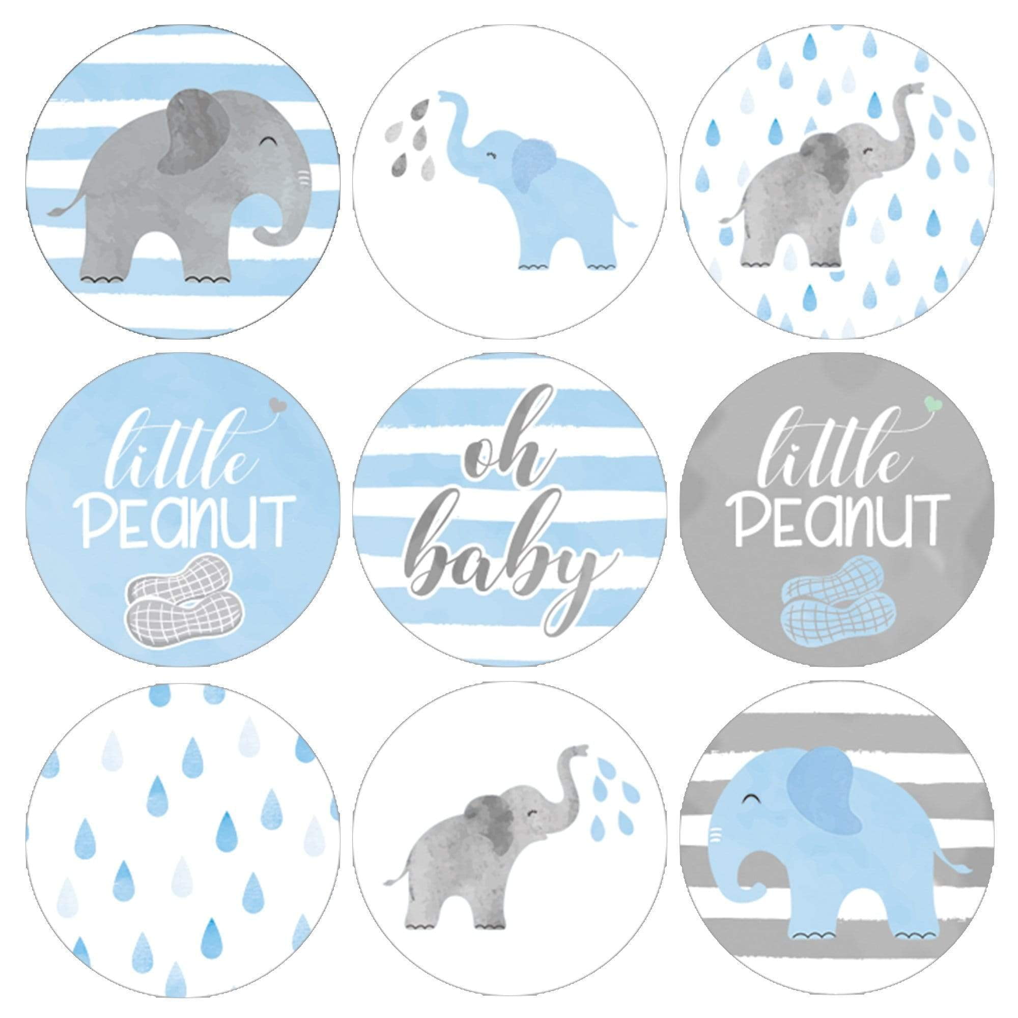 Baby Blue Elephant Baby Shower Stickers