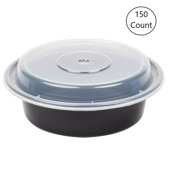 PACNC948B - Pactiv Versatainers, Black Base/Clear Lid, 48oz, 150 per Case