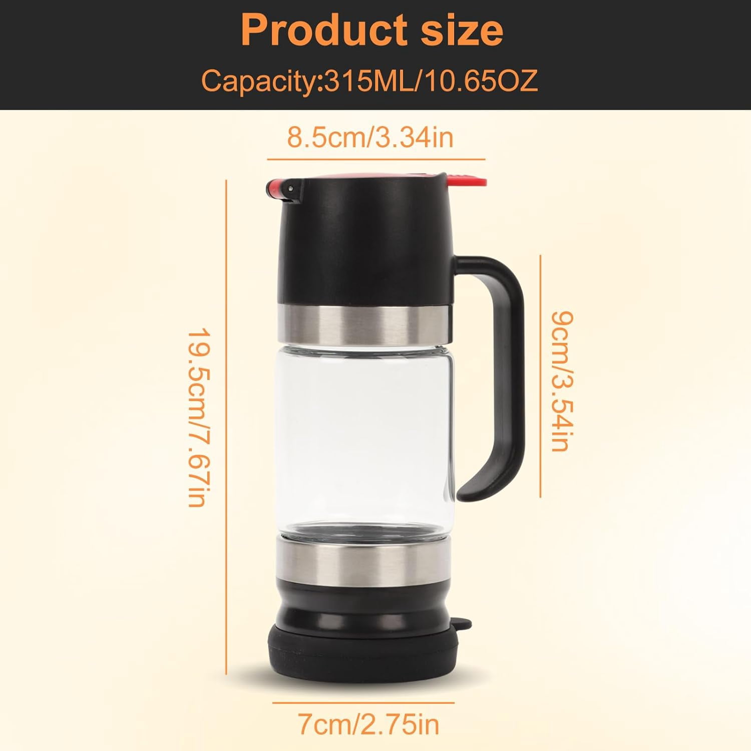 Glass Honey Dispenser with Stand – No-Drip Refillable Syrup Server for Honey, Agave and Salad Dressing