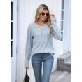 thumbnail image 5 of Women Long Sleeve Shirts Dressy Casual Button V Neck Pullover Sweaters Jumper Tops Fall Outfits Light Blue XXL, 5 of 8