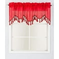thumbnail image 5 of 1Pc Wave Red color waterfall valance with tassels faux silk rod pocket semi sheer ascot dressing window 55" wide X 18" long for kitchen décor, 5 of 5