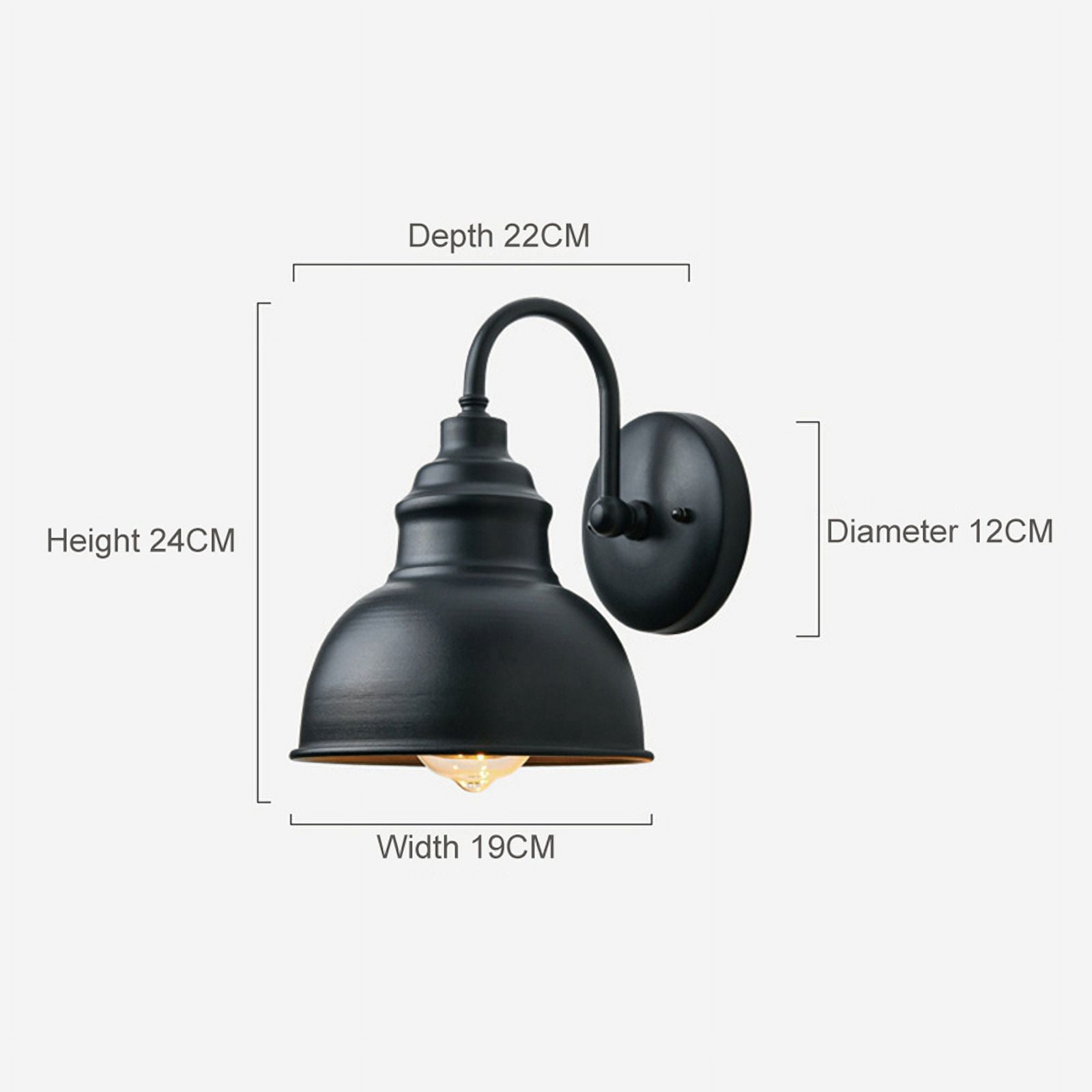 Vintage Wall Sconce Gooseneck Barn Flat Light Industrial Vintage Farmhouse Wall Sconce Outdoor Waterproof (Black)