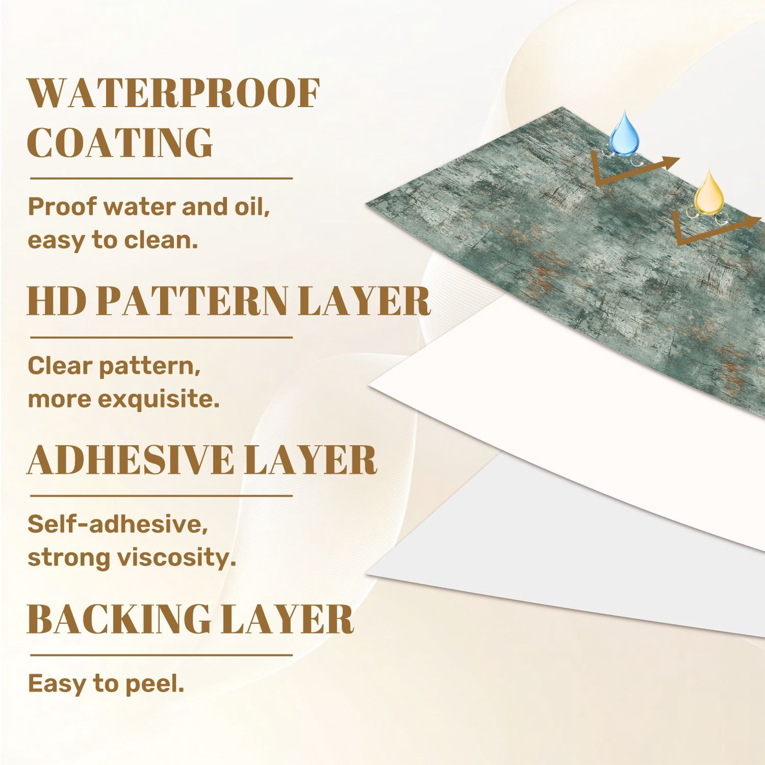 Industrial Peel and Stick Wallpaper 23.6in x 9.8ft Abstract Grunge Texture Teal Copper Tones Rustic Contact Paper Vinyl Waterproof Self Adhesive Wall Paper for Bedroom Shelf Cabinet Renter Friendly