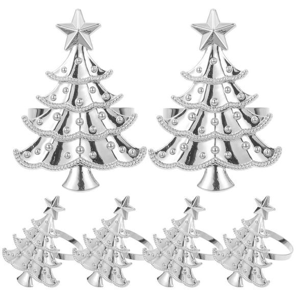 GOOHOCHY anillos para servilletas de fiesta de Navidad, cierres para servilletas de árbol de Navidad, delicados anillos para servilletas con diseño navideño.