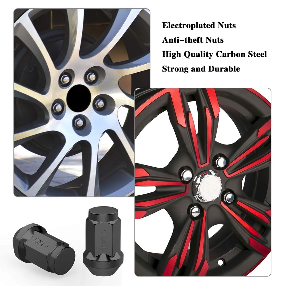 32Pc 14X1.5 3/4''Hex For Chevrolet Black Conical Seat Bulge Acorn Wheel Lug Nut