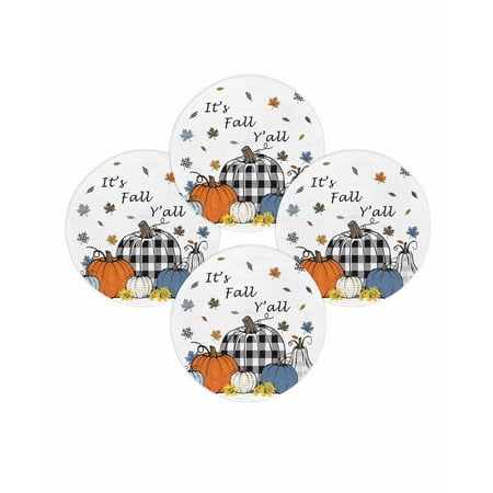 Fall Round Placemats Set of 4 Blue Pumpkin Place Mats Thanksgiving Woven Placemat Maple Leaves Sunflower It s Fall Y all Circle Braided Table Mat for Kitchen Dining Table Party Home Decor 15 Inch Fall Round Placemats Set of 4 Blue Pumpkin Place Mats Thanksgiving Woven Placemat Maple Leaves Sunflower It s Fall Y all Circle Braided Table Mat for Kitchen Dining Table Party Home Decor 15 Inch