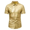 thumbnail image 2 of hlysgo Mens Metallic Shirts Shiny Button up Short Sleeve Sparkly Tops Trendy 70s Disco Party Collared Shirt Club Clothes for Men Gold XXL, 2 of 8