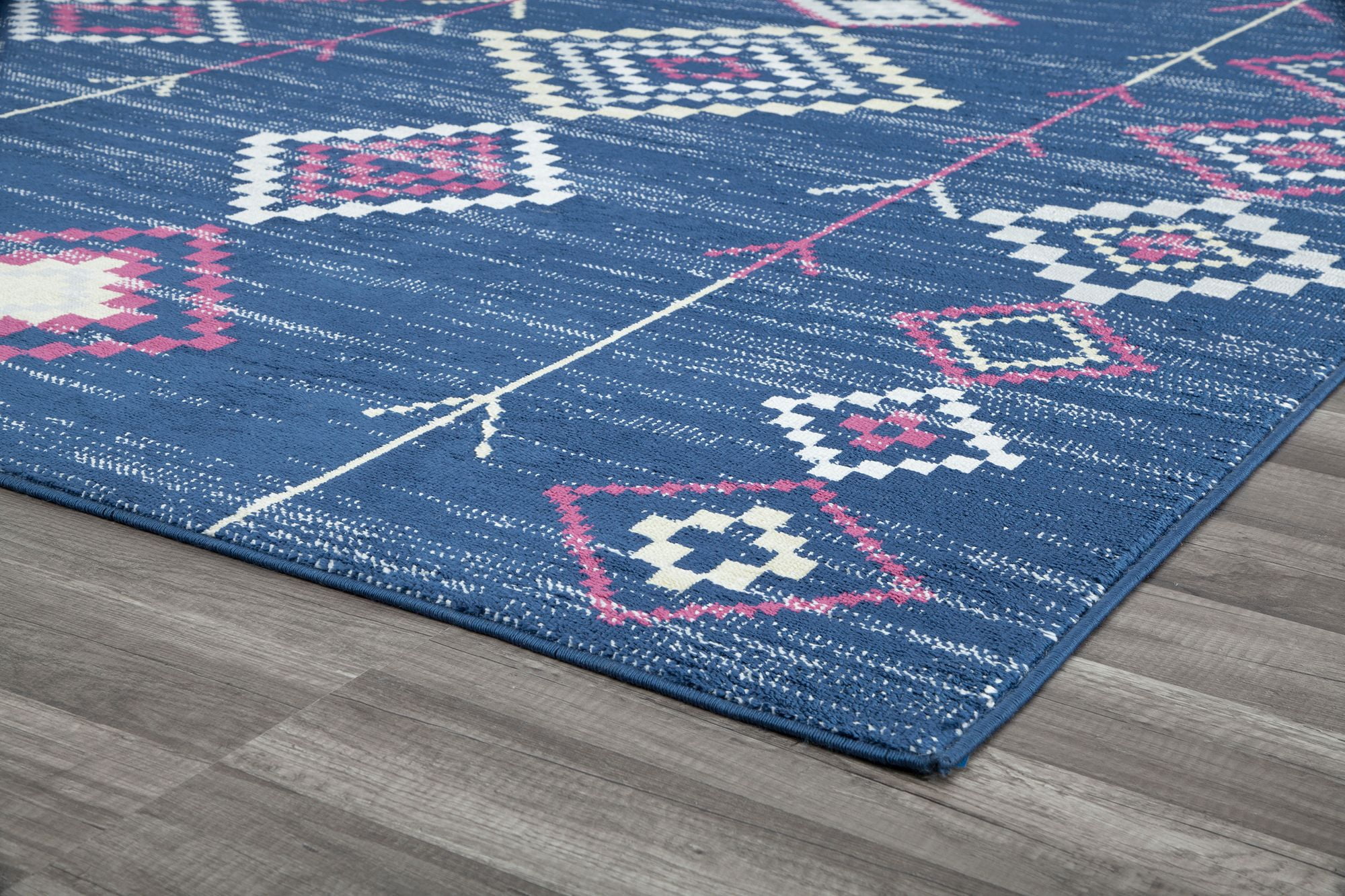 Soleil BR15H Native Navy Tribal Moroccan blue Area Rug, 2'x4'