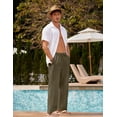 thumbnail image 5 of COOFANDY Mens Linen Cotton Pants Loose Fit Casual Linen Pants Summer Beach Pants, 5 of 5